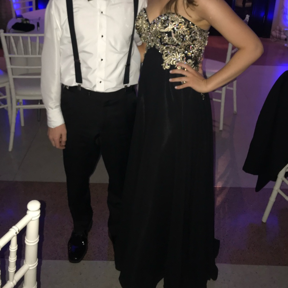 Black and Gold Prom Dress